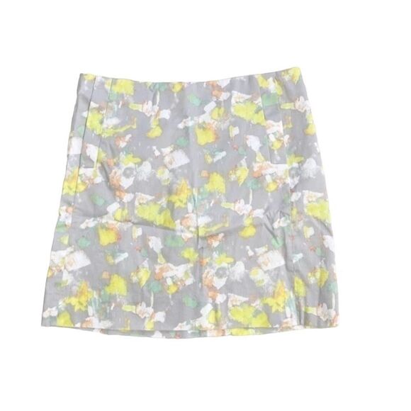 J. Crew style 27112 Stretch gray yellow Watercolor Sateen Mini Skirt size 0 - Picture 5 of 8